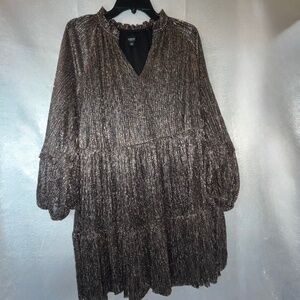 Cece Dresses Black/Copper Long Sleeve Mini Dress Women’s Large NWT